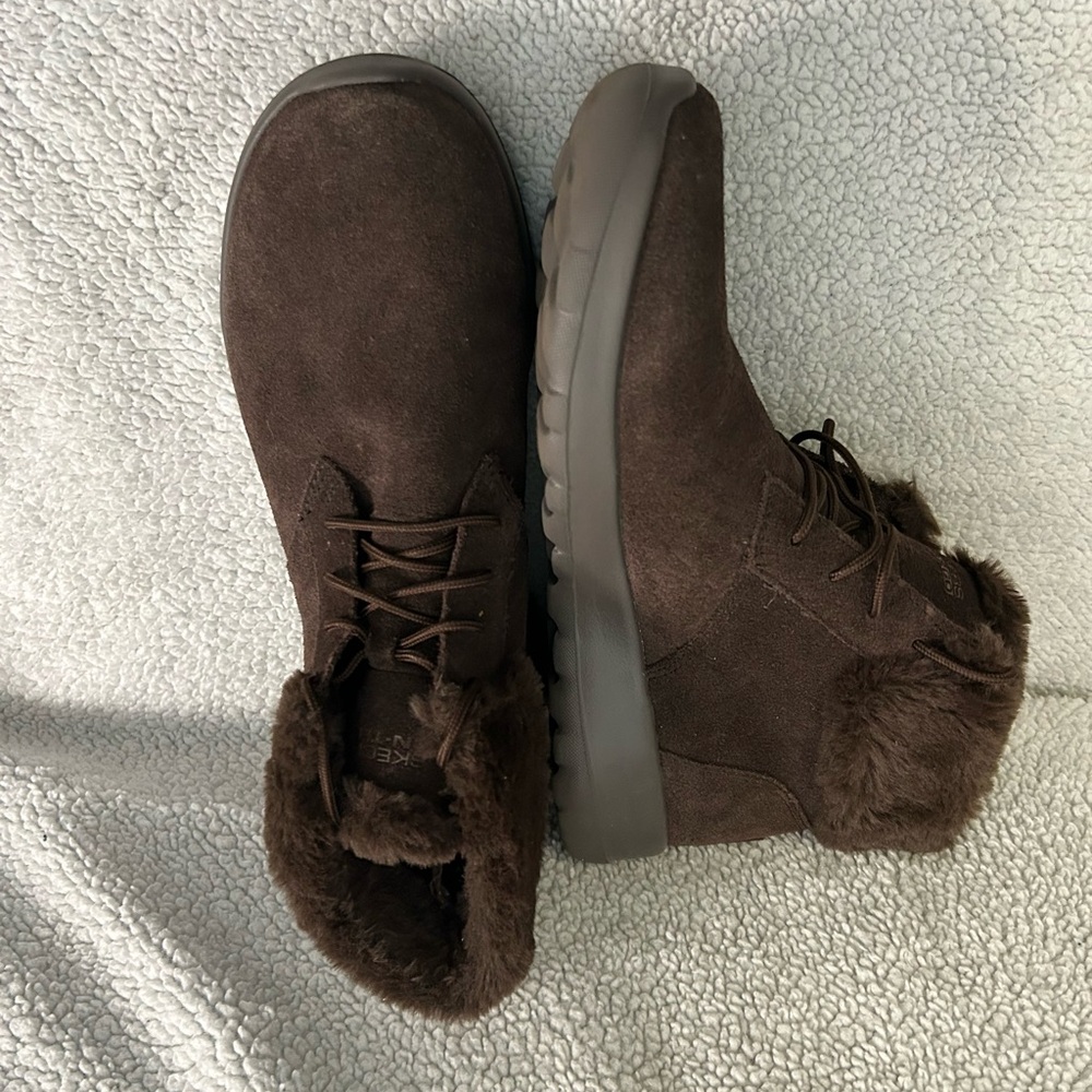 Skechers Brown Ankle Boots with Fur Lining